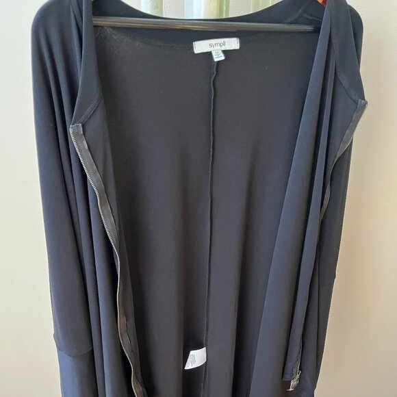 BRAND NEW SYMPLI ZEST LS ZIP CARDI Black Jersey Boxy Tunic CARDIGAN SWEATER Tag - Picture 8 of 15